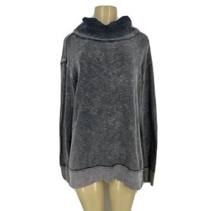 We The Free People Small Sweater Womens Gray World Traveler Cowl Split Top R33